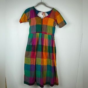 Colorful Plaid Midi Dress, Estimated Size Small